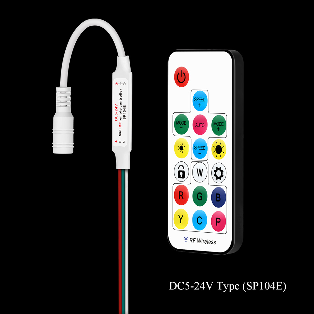 DC5/12/24V, SP103E LED Dream Color MINI Wireless 14Key RF LED Controller 300 kinds patterns For WS2811 WS2812B Dream Color LED Strips or Module String DC5/12/24V, SP103E LED Dream Color MINI Wireless 14Key RF LED Controller 300 kinds patterns For WS2811 WS2812B Dream Color LED Strips or Module String